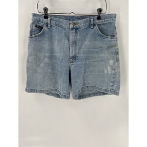 Wrangler Jean Shorts Womens XL Denim Light Wash High Rise Mom Style Cotton